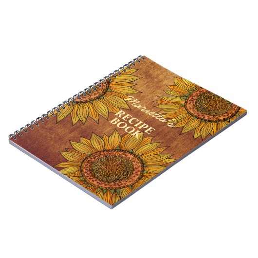 Oude Landelijke Zonnebloem Mooie Persoonlijke Rece Notitieboek (Linkerzijde)