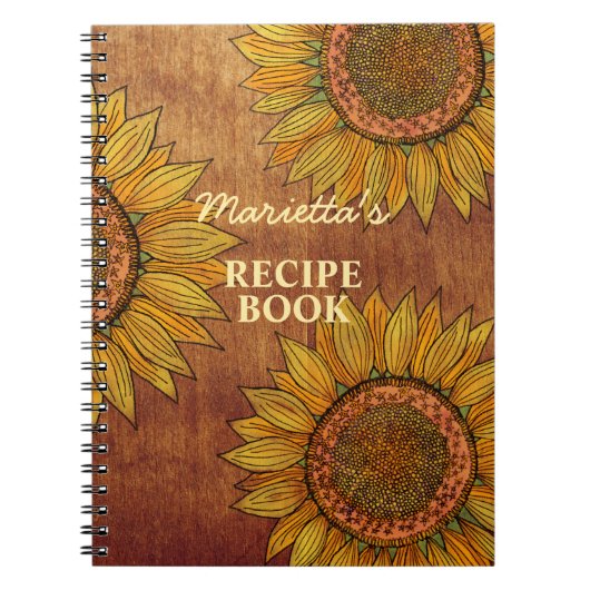 Oude Landelijke Zonnebloem Mooie Persoonlijke Rece Notitieboek (Voorkant)