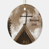 Oude Landenkerk, Sepia, kerstfeestdag Keramisch Ornament (Links)