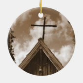 Oude Landenkerk, Sepia, kerstfeestdag Keramisch Ornament (Achterkant)