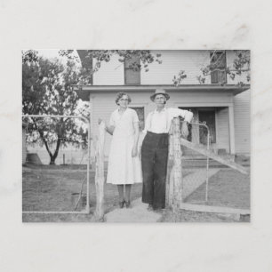 Oude landhuis en familie briefkaart