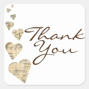 Oude Landkaart Hart Favor Stickers