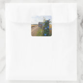 Oude Landpostbus met Morgenwinde Vierkante Sticker (Tas)
