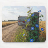 Oude landpostbus met ochtendglorie muismat (Voorkant)