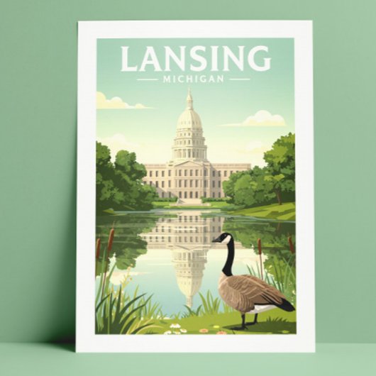 Oude Lansing Michigan Briefkaart
