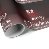 Oude Lantaarn Licht Prettig Kerst Script Familie Cadeaupapier (Rol Hoek)