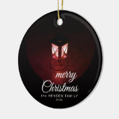 Oude Lantaarn Licht Prettig Kerst Script Familie Keramisch Ornament (Links)