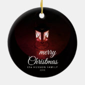 Oude Lantaarn Licht Prettig Kerst Script Familie Keramisch Ornament (Achterkant)