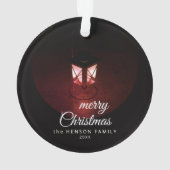 Oude Lantaarn Licht Prettig Kerstman Script Famili Ornament (achterkant)