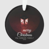 Oude Lantaarn Licht Prettig Kerstman Script Famili Ornament (voorkant)
