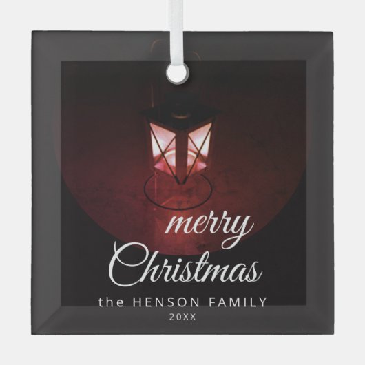 Oude lantaarn Light Merry-kersttijdserie Glas Ornament (Voorkant)