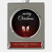 Oude lantaarn Light Merry-kersttijdserie Verzilverd Banner Ornament (Voorkant)