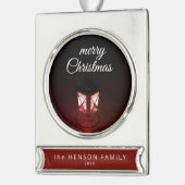 Oude lantaarn Light Merry-kersttijdserie Verzilverd Banner Ornament (Links)