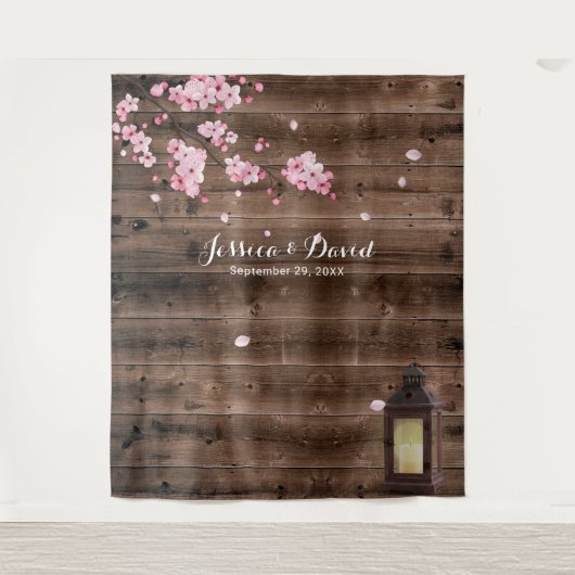 Oude Lantaarn Roze Bloemige Trouw Achtergronden Wandkleed (Voorkant)