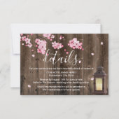 Oude Lantaarn Roze Bloemige Trouwdetails Kaart (Voorkant)