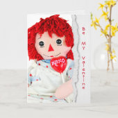 oude lap pop met Valentijn hart lolly Kaart (Gele Bloem)