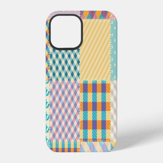 Oude Lapjesdeken: Naadloos Textiel Achtergrond iPhone Hoesje (Achterkant)