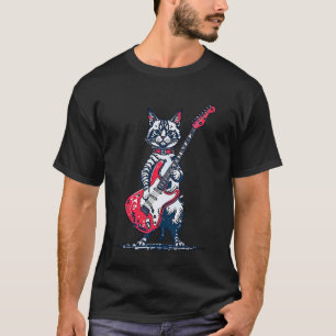 Oude Lapjeskat Gitaarspelend Grappig Huisdier Poes T-shirt