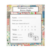 Oude Lapjeswerk Bunco-avond Notitieblok (Voorkant)