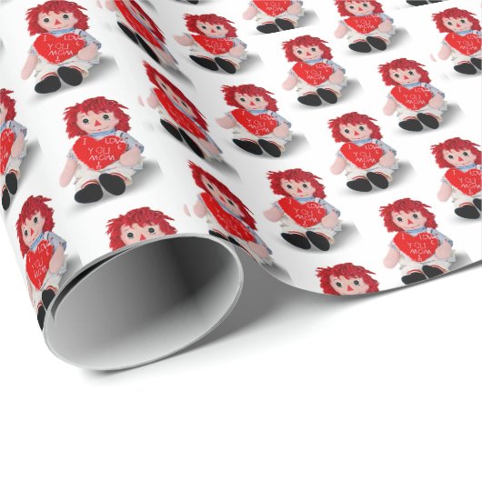 Oude lappenpop met hart voor Moeder Cadeaupapier (Rol Hoek)