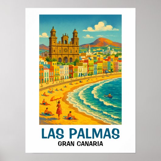 Oude Las Palmas Gran Canaria Las Canteras-strand Poster (Voorkant)