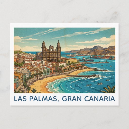 Oude Las Palmas, Gran Canaria Panoramisch Uitzicht Briefkaart (Voorkant)