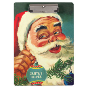 Oude Laughing Santa Kerstman Organiseren Klembord