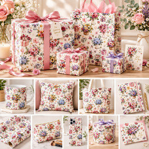 Oude lavendel bloemmotief zachte paarse bloem cadeaupapier