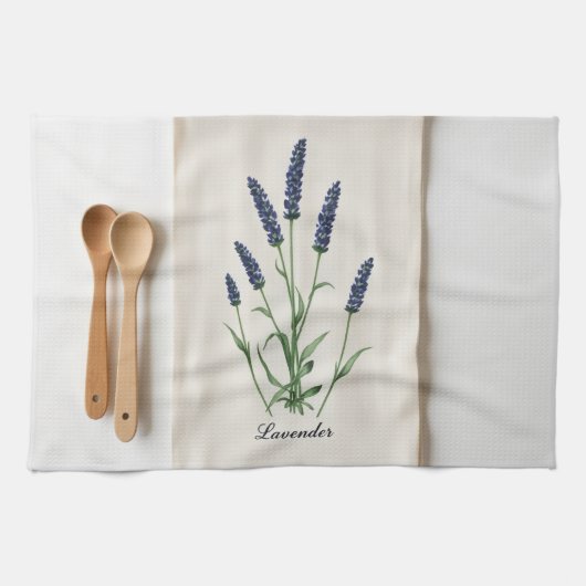 Oude lavendel botanische aquarel linnen theedoek (Horizontaal)