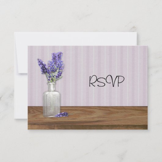 Oude Lavendel Bruiloftsreceptie RSVP Fles Kaart (Voorkant)