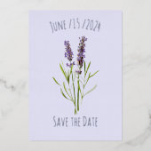Oude lavendel - eenvoudige bloemen - save the date folie uitnodiging (Voorkant)