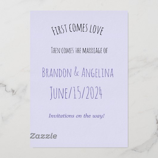 Oude lavendel - eenvoudige bloemen - save the date folie uitnodiging (Achterkant)