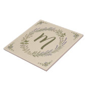Oude lavendel monogram kruidtuin krans tegeltje (Zijkant)