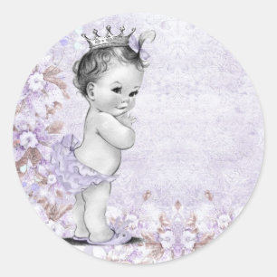 Oude lavendel paarse baby shower stickers
