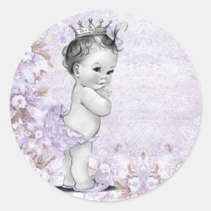 Oude lavendel paarse baby shower stickers