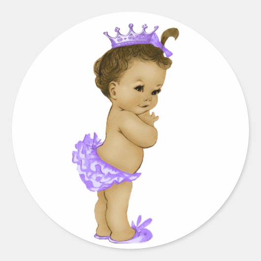 Oude lavendel paarse baby shower stickers (Voorkant)