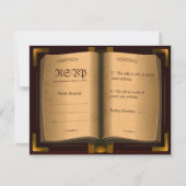 Oude  lederen boek RSVP-bruiloft RSVP Kaartje (Voorkant)