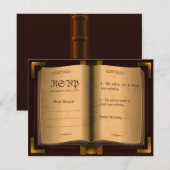 Oude  lederen boek RSVP-bruiloft RSVP Kaartje (Voorkant / Achterkant)