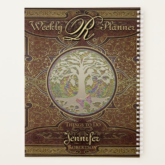 Oude lederen boekenblik planner (Achterkant)