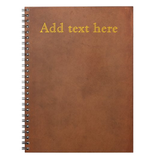 Oude lederen boekomslag, voeg je eigen gouden teks notitieboek (Voorkant)