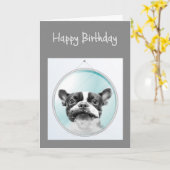 Oude leeftijd Birthday Fun French Bulldog Dog Gree Kaart (Gele Bloem)