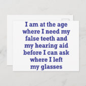 Oude leeftijd: False Teeth, Hearing Aid en Lost Gl Briefkaart (Voorkant / Achterkant)