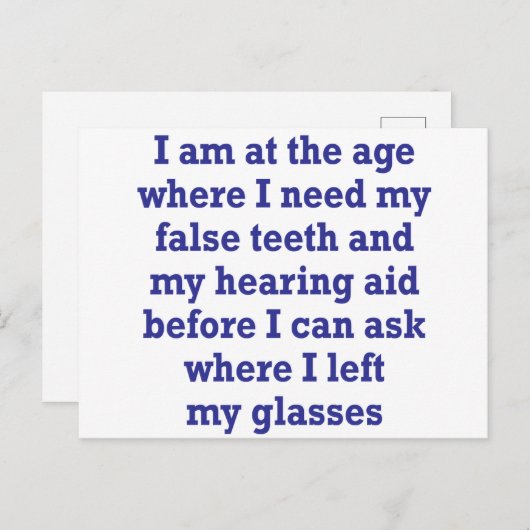 Oude leeftijd: False Teeth, Hearing Aid en Lost Gl Briefkaart (Voorkant / Achterkant)