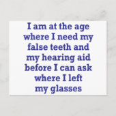 Oude leeftijd: False Teeth, Hearing Aid en Lost Gl Briefkaart (Voorkant)