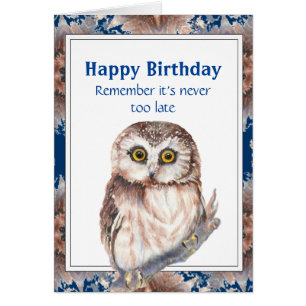 Oude leeftijd Funny Birthday Cute Little Owl Bird