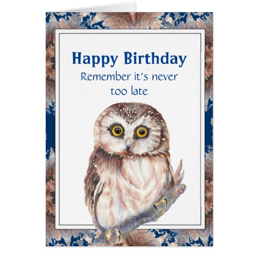 Oude leeftijd Funny Birthday Cute Little Owl Bird (Voorkant)