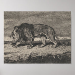 Oude leeuw kaart poster