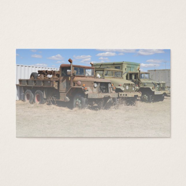 Oude legervoertuigen visitekaartje (Voorkant)