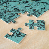 Oude lelies op aqua ephemera legpuzzel (Zijkant)
