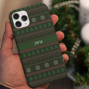 Oude lelijke kersttrui groene monogram iPhone 14 hoesje